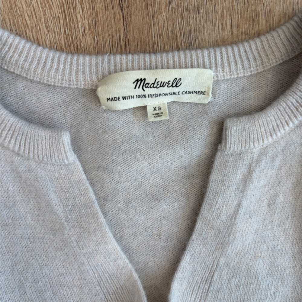 Madewell 100% Cashmere Crewneck Sweater Oatmeal XS Responsible Cashmere - Picture 3 of 6